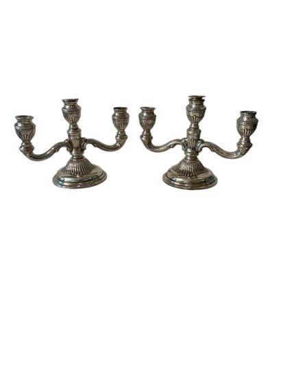 GERMAN WORK 1888
Pair of three-light candelabra...