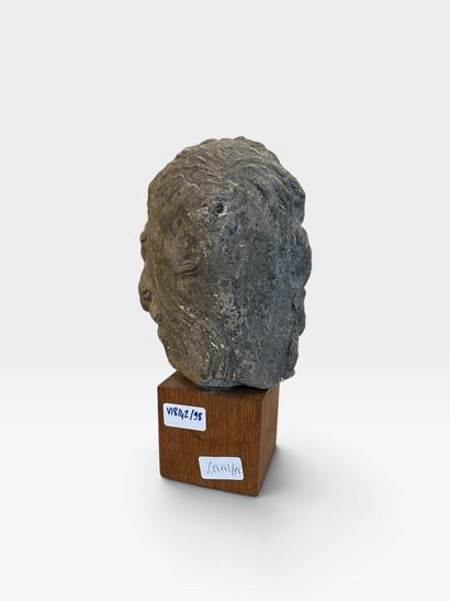 Carved stone head of the Virgin or a holy...