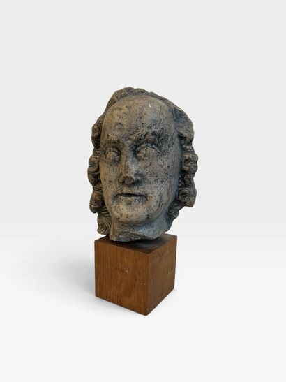 Carved stone head of the Virgin or a holy...