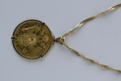 CHAINE en or jaune 750° et son pendentif...