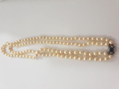 COLLIER double rangs fermoir or saphirs et...