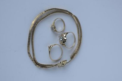 LOT d'or 750° comprenant:
Bracelet double...