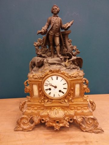 SUJET en régule, bronze et albâtre, représentant...