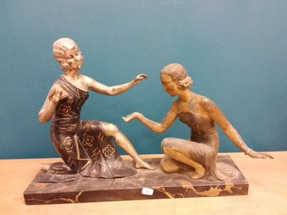 SUJET en régule à decor de danseuses sur...