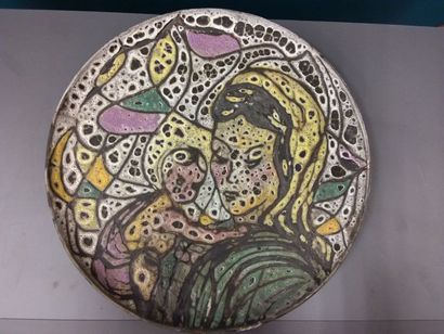 BESSONE VALLAURIS
Plat en faience polychrome...