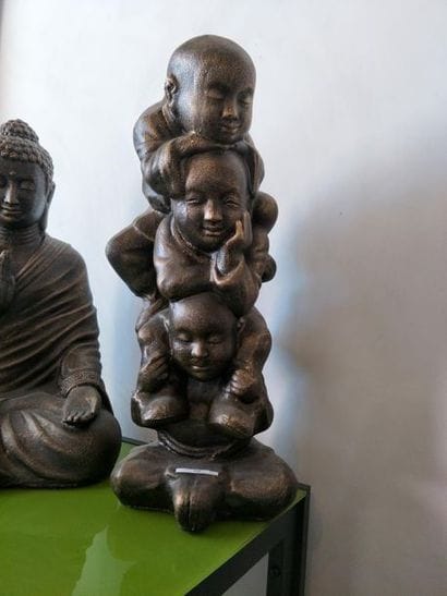 STATUE 
de trois bouddhas shaolin assis les...