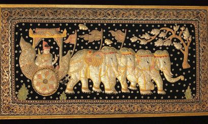 BIRMANIE TRAVAIL MODERNE 
Grande tapisserie...