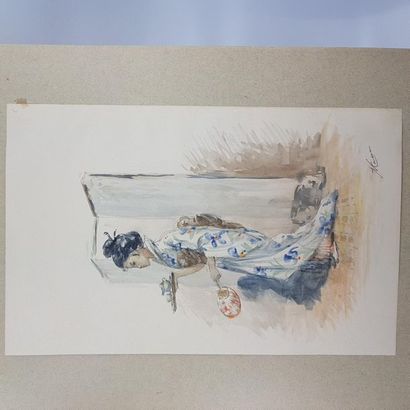 V MASSON 
CINQ aquarelles signées en bas...