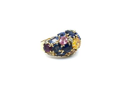 BAGUE jonc en or jaune Tutti Frutti ornée...