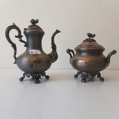 CAFETIERE ET SUCRIER en argent massif de...