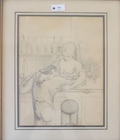 ALFRED COURMES (1898-1993) 
Scène coquine...