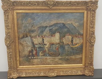 JOSE MANGE 
Port de Toulon 
Huile sur toile...
