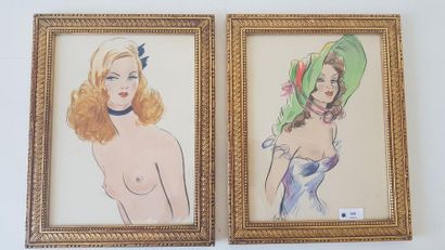 ECOLE FRANCAISE
Portraits de femme 
Paire...