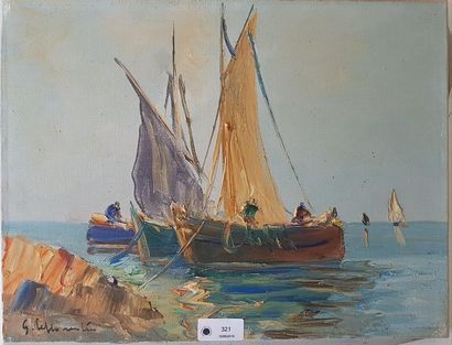 Guy LEFLORENTIN (Xxème)
Bateaux de pêche
huile...