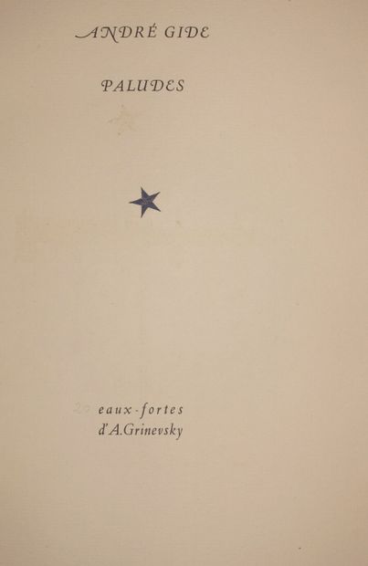 GIDE André. Paludes. Paris, NRF, 1930] in-4,...