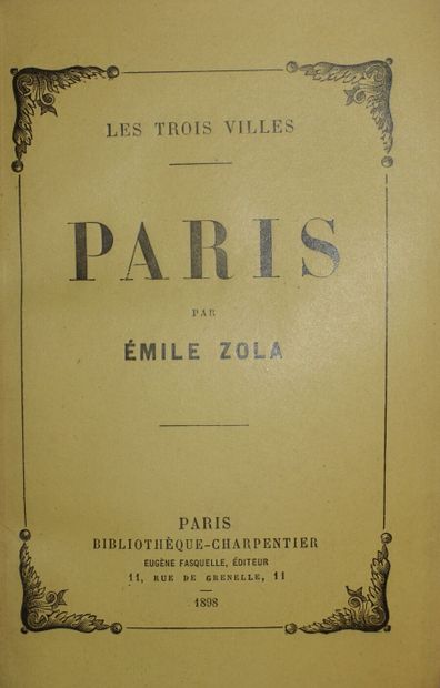 ZOLA Emile. The Three Cities. Lourdes. -...