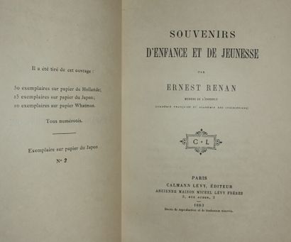 RENAN Ernest. Souvenirs of childhood and...