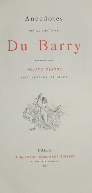 [UZANNE Octave]. ANECDOTES ON THE COUNTESS...
