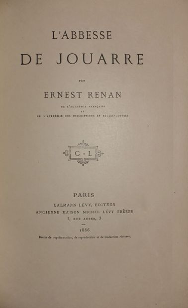 RENAN Ernest. L'Abbesse de Jouarre. Paris,...