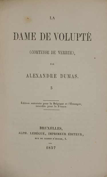 DUMAS Alexandre. La Dame de volupté (la comtesse...