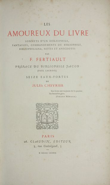 FERTIAUX François. Les Amoureux du Livre....