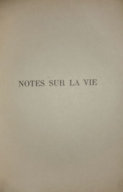 DAUDET Alphonse. Notes sur la vie. Paris,...