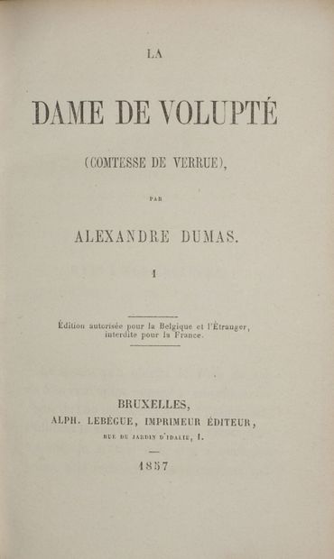 DUMAS Alexandre. La Dame de volupté (la comtesse...