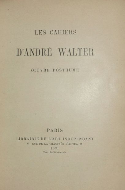 GIDE André]. The Notebooks of André Walter....