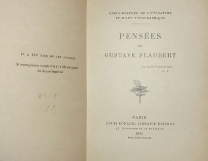 FLAUBERT Gustave. Pensées. Paris, Louis Conard,...