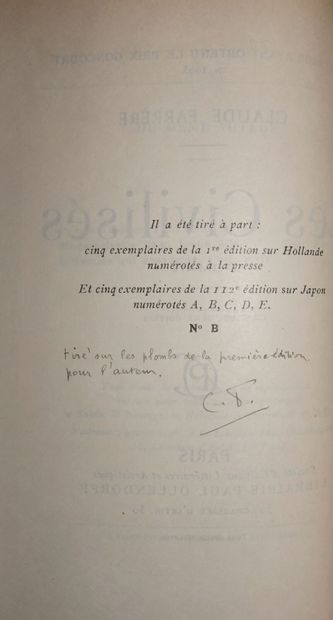 FARRÈRE Claude. Les Civilisés. Paris, Paul...