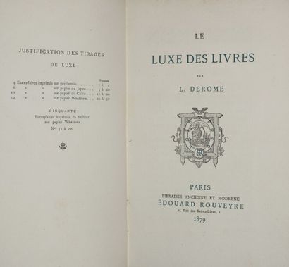 DEROME Louis. Talks of a friend of Books....