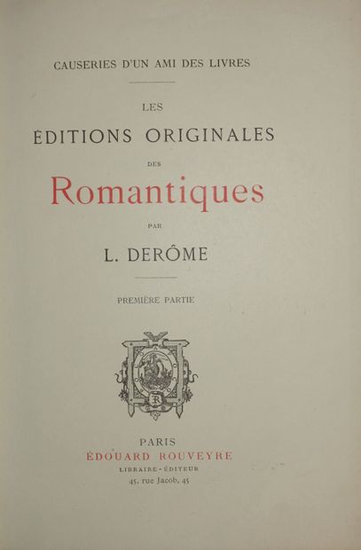 DEROME Louis. Talks of a friend of Books....
