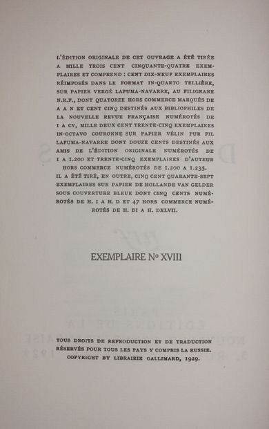 GIDE André. L'École des Femmes. Paris, NRF,...