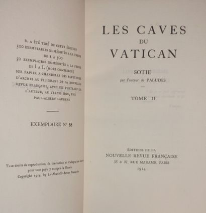 [GIDE André]. Les Caves du Vatican. Sotie,...