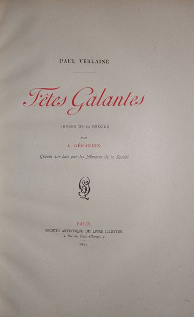 VERLAINE Paul. Fêtes galantes. Paris, Société...