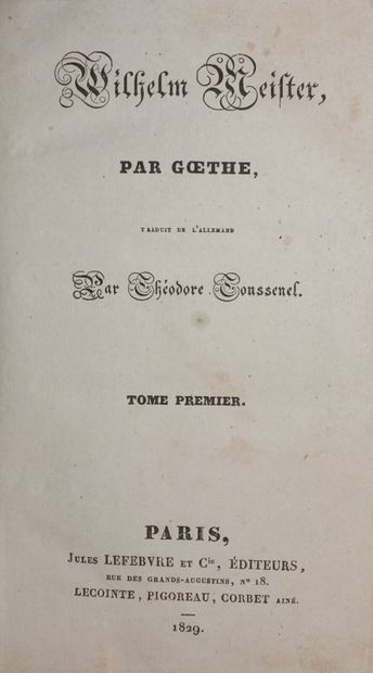 GOETHE, Johann-Wolfgang von. Wilhelm Meister....