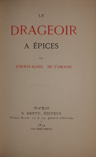 HUYSMANS Joris-Karl. Le Drageoir à épices....