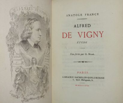 FRANCE Anatole. Alfred de Vigny. Study. Paris,...