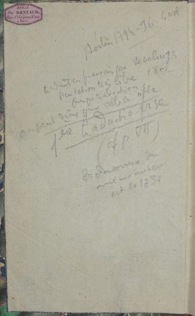 GOETHE, Johann-Wolfgang von. Wilhelm Meister....