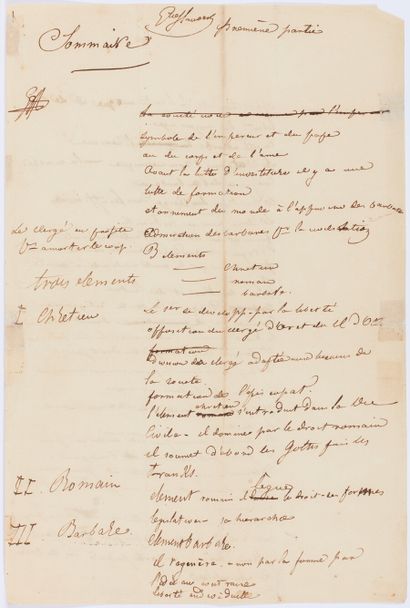 FLAUBERT Gustave. Autograph plan of a history...