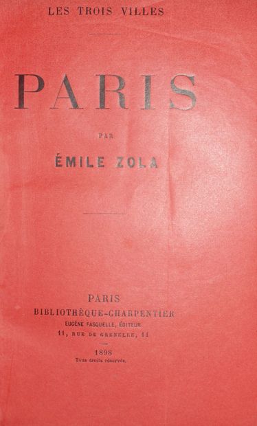 ZOLA Emile. The Three Cities. Lourdes. -...