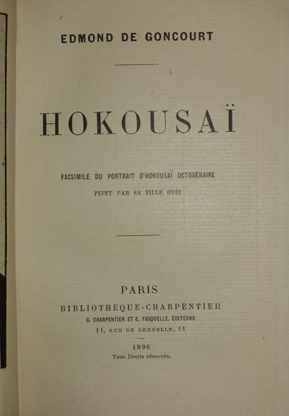 GONCOURT Edmond de. Hokousaï. Japanese Art...