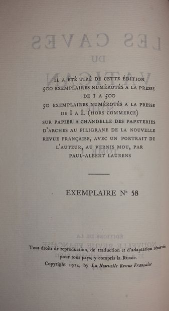 [GIDE André]. Les Caves du Vatican. Sotie,...