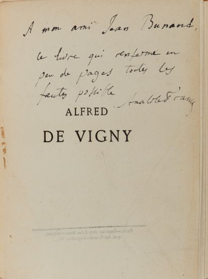 FRANCE Anatole. Alfred de Vigny. Study. Paris,...