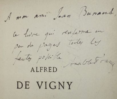 FRANCE Anatole. Alfred de Vigny. Study. Paris,...