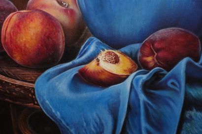 Peach still life.

Oil on canvas.

Top. Height...