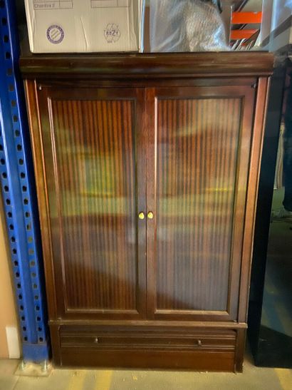 Pair of veneered cupboards with support height,...