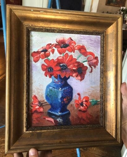 École moderne. 

Bouquet de fleurs aux coquelicots...