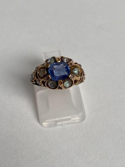 585 thousandths yellow gold ring set with...