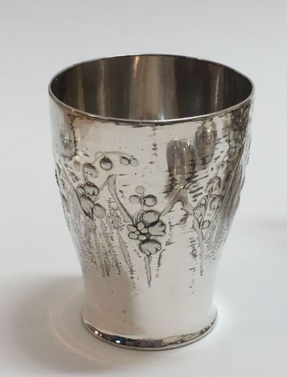 A set of silver plated metal objects comprising...